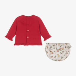 Mayoral Для новорожденных-Girls Red & Beige Cotton Outfit | Childrensalon Outlet