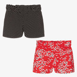 Mayoral-Girls Red & Black Jersey Shorts (2 Pack) | Childrensalon Outlet