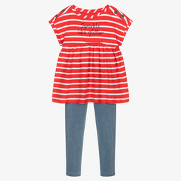Mayoral-Красный топ и синие легинсы для девочек | Childrensalon Outlet