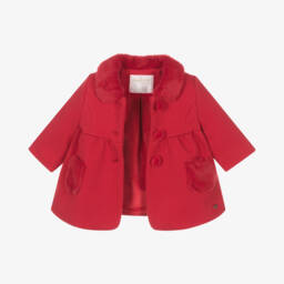Mayoral Для новорожденных-Girls Red Classic Trapeze Coat | Childrensalon Outlet