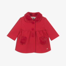 Mayoral Для новорожденных-Girls Red Classic Trapeze Coat | Childrensalon Outlet