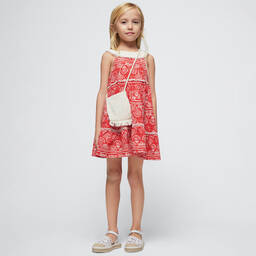 Mayoral-Girls Red Cotton Dress & Ivory Bag Set | Childrensalon Outlet