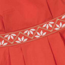 Mayoral-Girls Red Cotton Embroidered Dress | Childrensalon Outlet