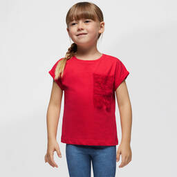 Mayoral-Girls Red Cotton T-Shirt | Childrensalon Outlet