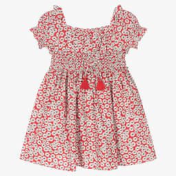 Mayoral-Girls Red Floral Cotton Dress | Childrensalon Outlet