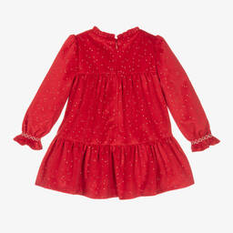 Mayoral-Красное бархатное платье в золотистый горошек | Childrensalon Outlet