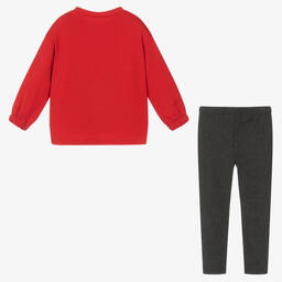 Mayoral-طقم ليغنغز قطن لون أحمر ورمادي للبنات | Childrensalon Outlet
