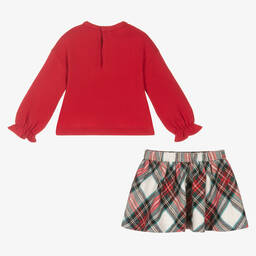 Mayoral-Girls Red Tartan Skirt Set | Childrensalon Outlet