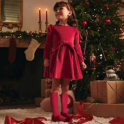 Mayoral-Girls Red Velvet Dress | Childrensalon Outlet