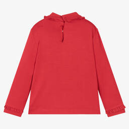 Mayoral-Girls Red Viscose Frilled Top | Childrensalon Outlet