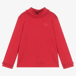 Mayoral-Girls Red Viscose Frilled Top | Childrensalon Outlet