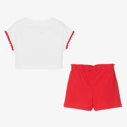 Mayoral-Белый топ и красные шорты из хлопка | Childrensalon Outlet
