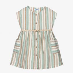 Mayoral-Светло-зеленое льняное платье для девочек | Childrensalon Outlet
