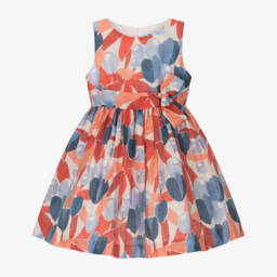 Mayoral-فستان كتان زهري للبنات بلون القرمزي | Childrensalon Outlet