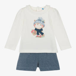 Mayoral-Girls Shimmering Blue Jersey Set | Childrensalon Outlet
