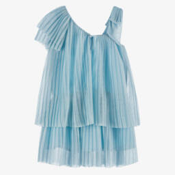Mayoral-Блестящее синее платье с рюшами для девочек | Childrensalon Outlet