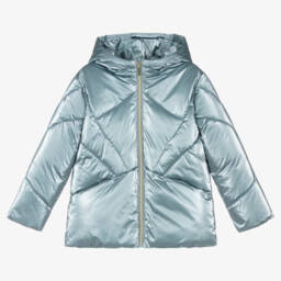 Mayoral-Girls Shimmering Hooded Puffer Coat | Childrensalon Outlet