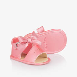 Mayoral Newborn-Girls Shimmering Pink Bow Sandals | Childrensalon Outlet