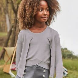 Mayoral-توب فضي لامع بدون أكمام للبنات | Childrensalon Outlet