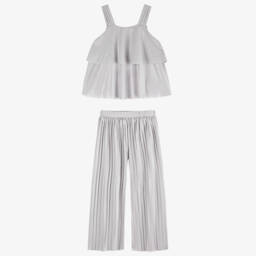 Mayoral-Girls Shimmering Silver Outfit Ensemble | Childrensalon Outlet