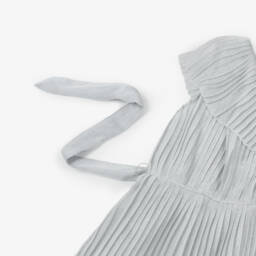 Mayoral-Girls Shimmering Silver Pleated Frock | Childrensalon Outlet