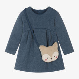 Mayoral-Girls Shimmery Blue Dress Ensemble | Childrensalon Outlet