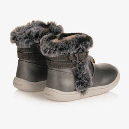 Mayoral-Girls Silver Fluffy Trim Boots | Childrensalon Outlet