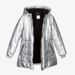 Mayoral-Girls Silver Puffer Coat | Childrensalon Outlet