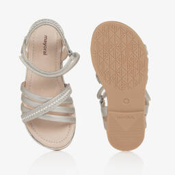 Mayoral-Girls Silver Velcro Sandals | Childrensalon Outlet