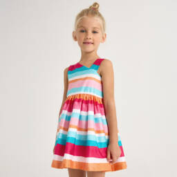 Mayoral-Girls Soft Cotton Striped Frock | Childrensalon Outlet