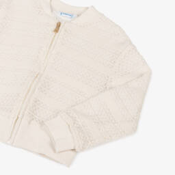 Mayoral-Girls Soft Ivory Knit Jacket | Childrensalon Outlet