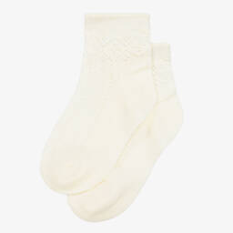 Mayoral-Girls Soft Ivory Lace Knit Socks | Childrensalon Outlet