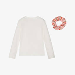 Mayoral-تيشيرت ناعم عاجي وبرتقالي للبنات | Childrensalon Outlet