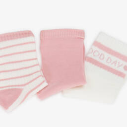 Mayoral-جوارب ناعمة للبنات بلون العاج والوردي - ثلاثية | Childrensalon Outlet