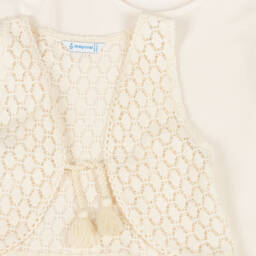 Mayoral-Girls Soft Ivory Tee & Vest | Childrensalon Outlet