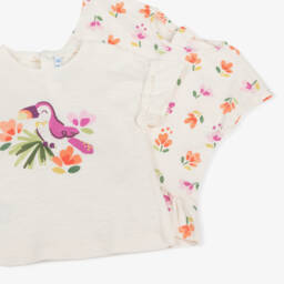 Mayoral-Girls Soft Ivory Twin Tee Set | Childrensalon Outlet