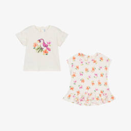 Mayoral-Girls Soft Ivory Twin Tee Set | Childrensalon Outlet