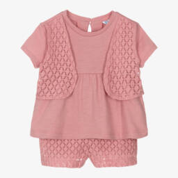 Mayoral-Нежный розовый вязаный комплект для девочек | Childrensalon Outlet