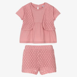 Mayoral-Нежный розовый вязаный комплект для девочек | Childrensalon Outlet