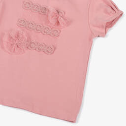 Mayoral-Girls Soft Pink Lace Tee | Childrensalon Outlet