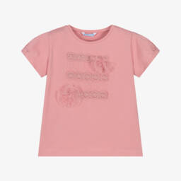 Mayoral-Girls Soft Pink Lace Tee | Childrensalon Outlet