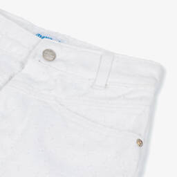 Mayoral-شورت دنيم ناعم للبنات بنقشة بلوميتيس | Childrensalon Outlet