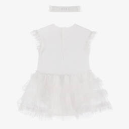 Mayoral Newborn-Girls Soft White Tulle Dress Ensemble | Childrensalon Outlet