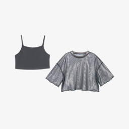 Mayoral-Girls Sparkle Duo Grey Top Set | Childrensalon Outlet