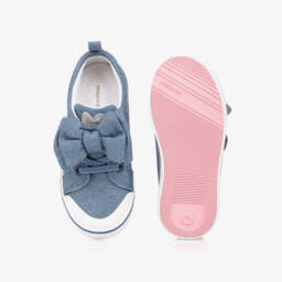 Mayoral-Girls Sparkling Blue Bow Sneakers | Childrensalon Outlet