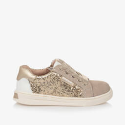 Mayoral-Girls Sparkling Gold Leather Sneakers | Childrensalon Outlet