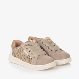 Mayoral-Girls Sparkling Gold Leather Sneakers | Childrensalon Outlet