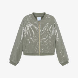 Mayoral-Girls Sparkling Green Bomber Jacket | Childrensalon Outlet