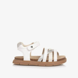 Mayoral-صنادل فضية براقة من الجلد الصناعي للبنات | Childrensalon Outlet