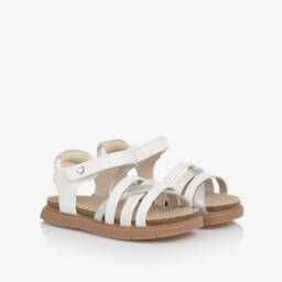 Mayoral-صنادل فضية براقة من الجلد الصناعي للبنات | Childrensalon Outlet